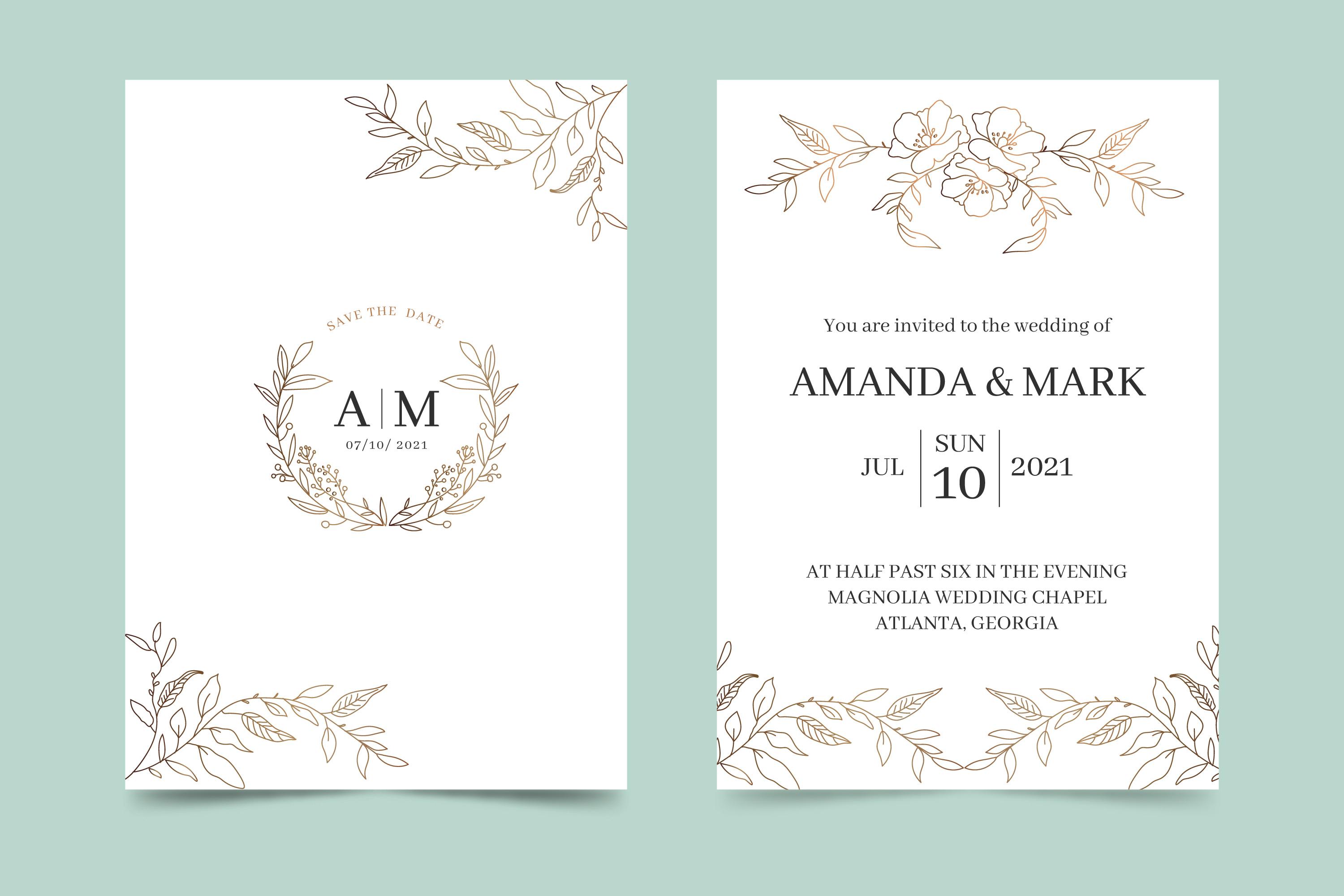 Elegant wedding invitation and card set